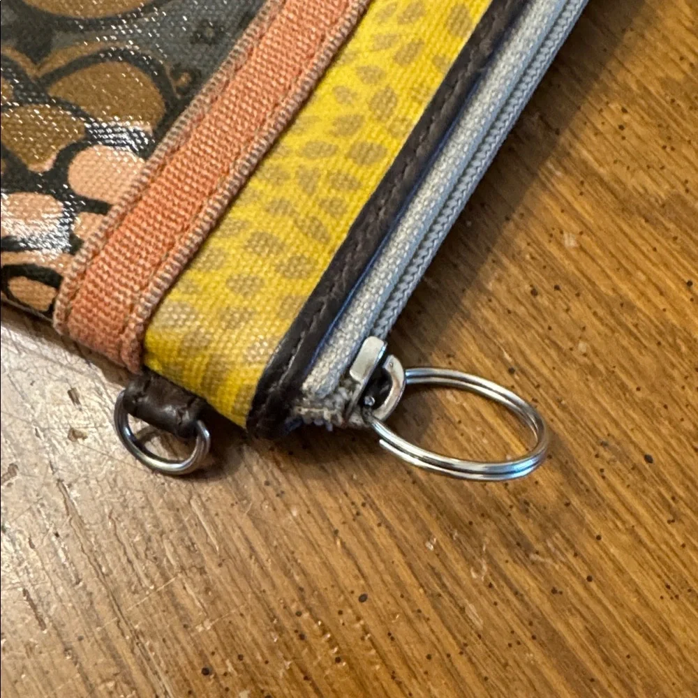Fossil Coated Canvas Keyper Vintage Floral Zipper Wristlet W/ Keyring